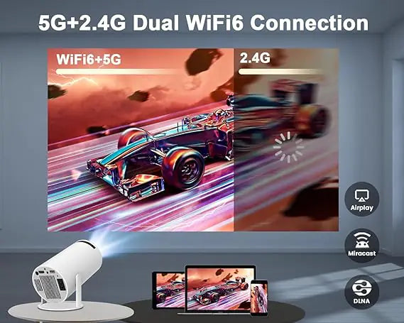 4K Mini Projector with WiFi 6 & Android 11