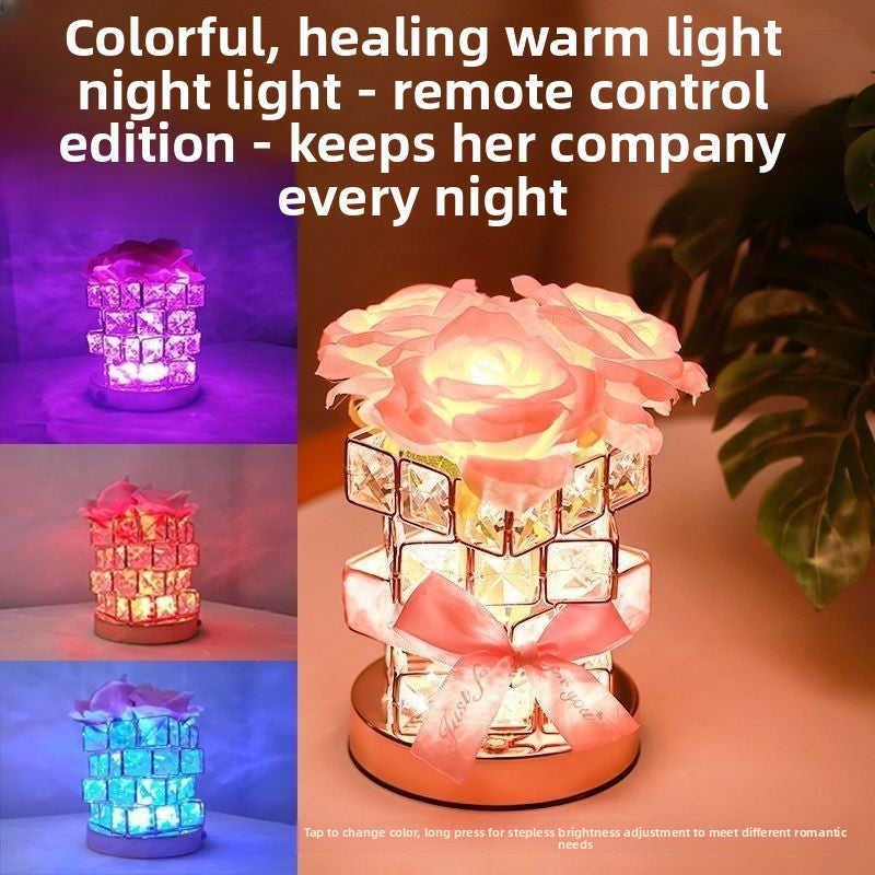 Romantic Crystal Night Light - Touch Dimmable LED Lamp for Valentine's Day