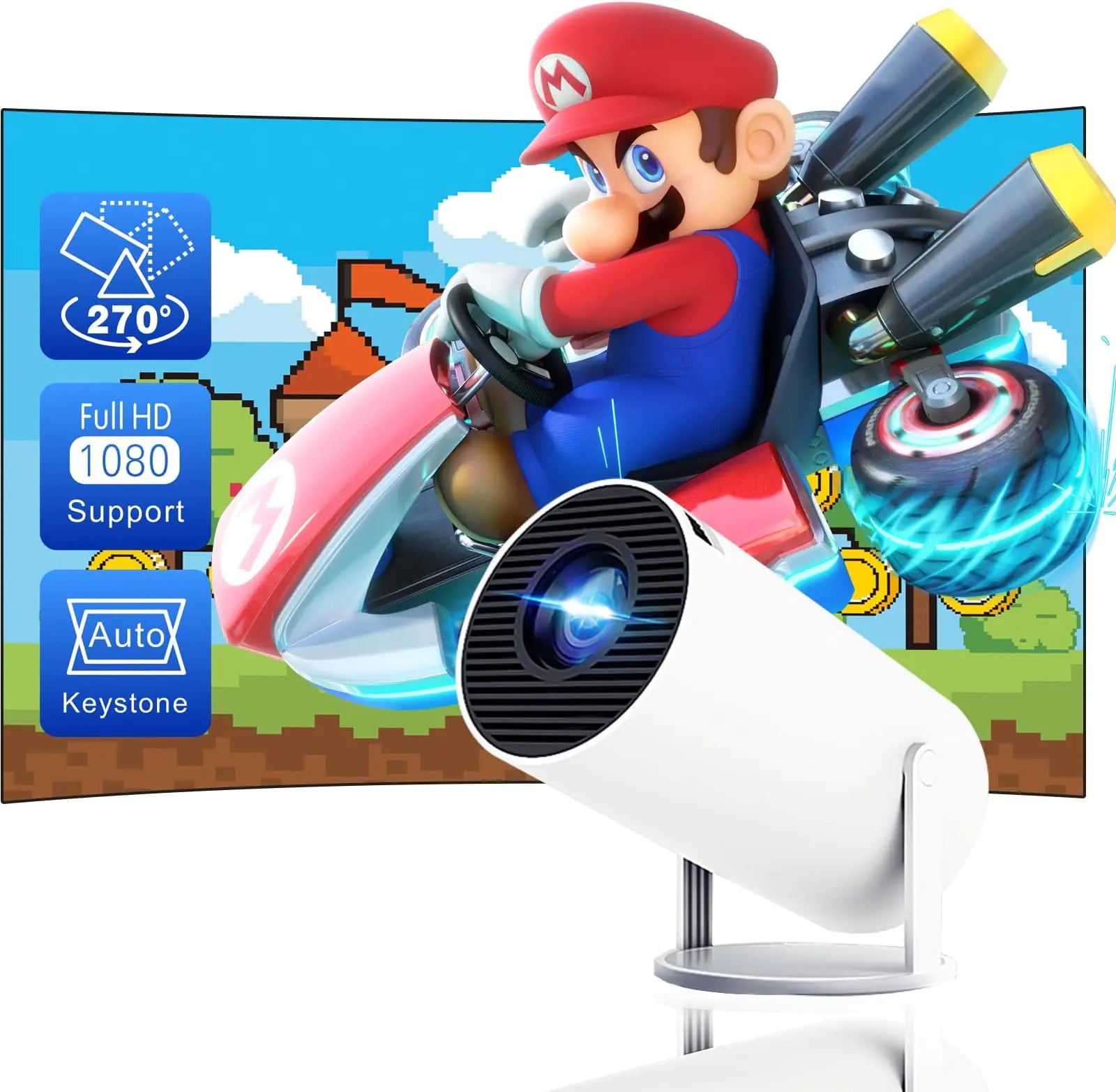 4K Mini Projector with WiFi 6 & Android 11